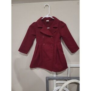 Just Kids girl SZ 6‎ Burgandy dbl. breasted dress coat Valentins winter Church